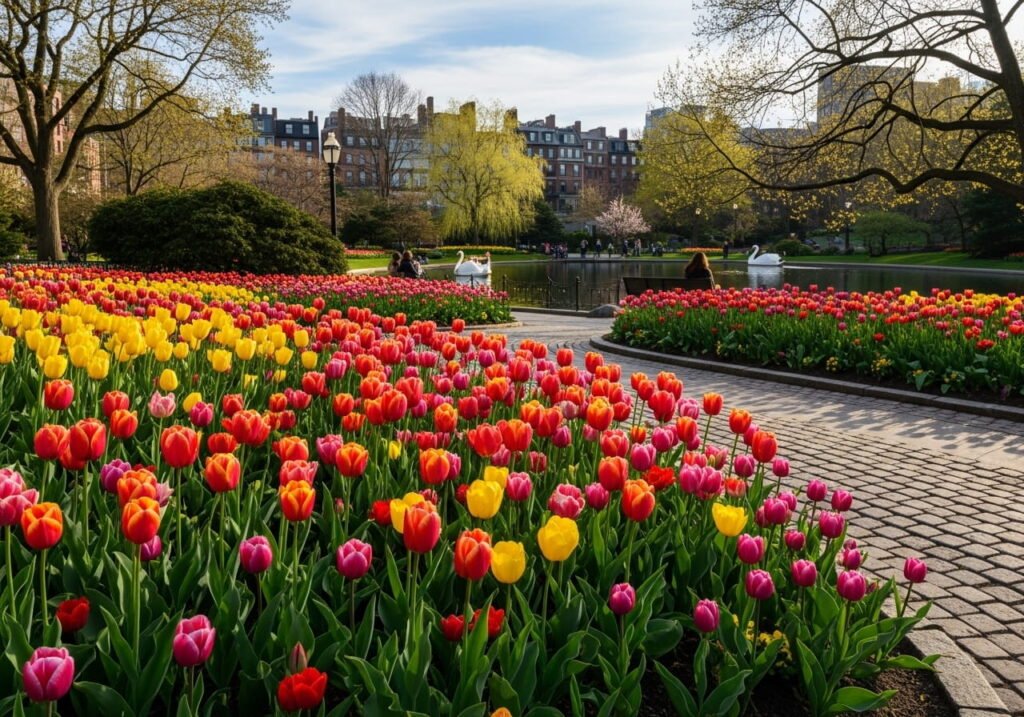 Spring tulips in Boston Public Garden